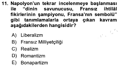Osmanlı Tarihi (1789-1876) 2023-2024 Yaz Okulu Sınavı - 11. soru