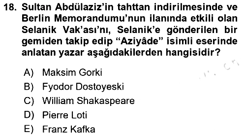 Osmanlı Tarihi (1789-1876) 2023-2024 Yaz Okulu Sınavı - 18. soru