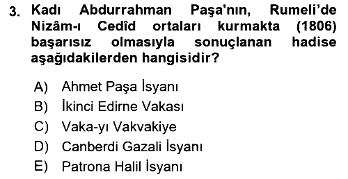 Osmanlı Tarihi (1789-1876) 2024-2025 Yaz Okulu Sınavı - 3. soru
