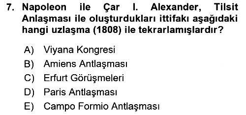 Osmanlı Tarihi (1789-1876) 2024-2025 Yaz Okulu Sınavı - 7. soru