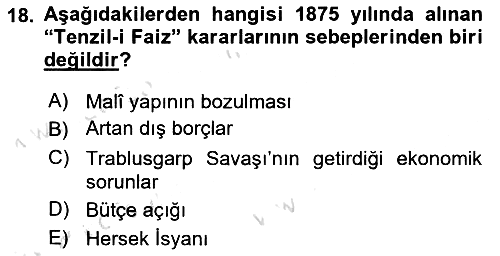 Osmanlı Tarihi (1789-1876) 2024-2025 Yaz Okulu Sınavı - 18. soru