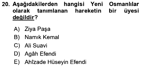 Osmanlı Tarihi (1789-1876) 2024-2025 Yaz Okulu Sınavı - 20. soru