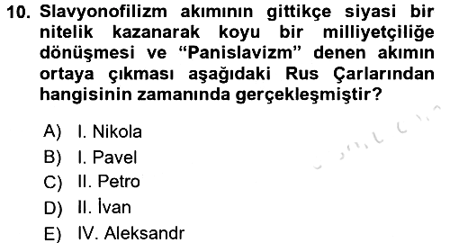 Osmanlı Tarihi (1876–1918) 2016-2017 Ara Sınav - 10. soru