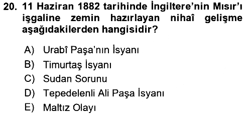 Osmanlı Tarihi (1876–1918) 2016-2017 Ara Sınav - 20. soru