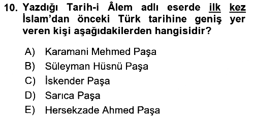 Osmanlı Tarihi (1876–1918) 2019-2020 Ara Sınav - 10. soru