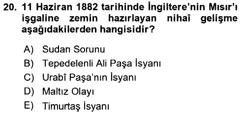 Osmanlı Tarihi (1876–1918) 2019-2020 Ara Sınav - 20. soru