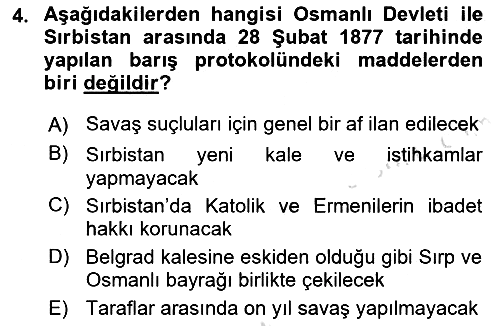 Osmanlı Tarihi (1876–1918) 2021-2022 Ara Sınav - 4. soru
