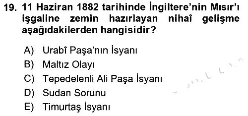 Osmanlı Tarihi (1876–1918) 2021-2022 Ara Sınav - 19. soru