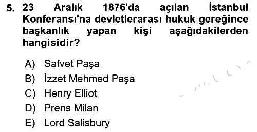 Osmanlı Tarihi (1876–1918) 2022-2023 Ara Sınav - 5. soru