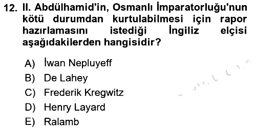 Osmanlı Tarihi (1876–1918) 2022-2023 Ara Sınav - 12. soru