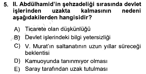 Osmanlı Tarihi (1876–1918) 2023-2024 Ara Sınav - 5. soru