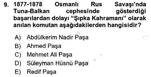 Osmanlı Tarihi (1876–1918) 2023-2024 Ara Sınav - 9. soru