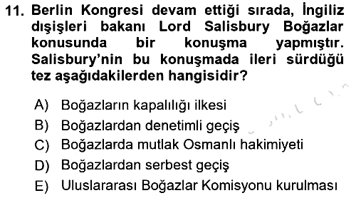 Osmanlı Tarihi (1876–1918) 2023-2024 Ara Sınav - 11. soru