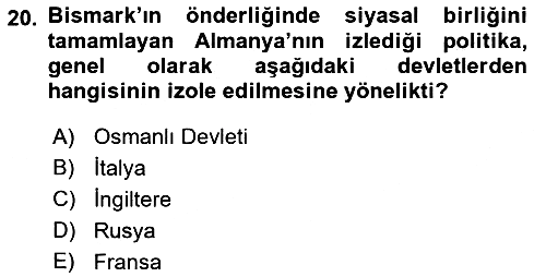 Osmanlı Tarihi (1876–1918) 2023-2024 Ara Sınav - 20. soru