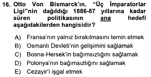 Osmanlı Tarihi (1876–1918) 2024-2025 Ara Sınav - 16. soru