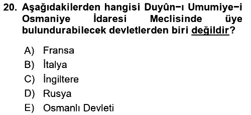 Osmanlı Tarihi (1876–1918) 2024-2025 Ara Sınav - 20. soru