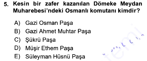 Osmanlı Tarihi (1876–1918) 2015-2016 Dönem Sonu Sınavı - 5. soru