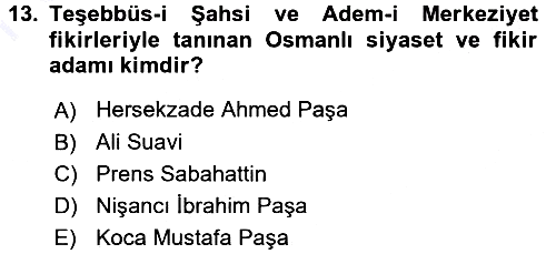 Osmanlı Tarihi (1876–1918) 2015-2016 Dönem Sonu Sınavı - 13. soru