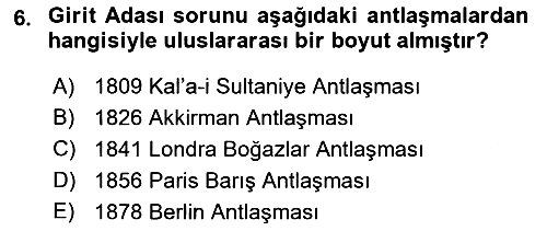 Osmanlı Tarihi (1876–1918) 2021-2022 Dönem Sonu Sınavı - 6. soru