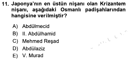 Osmanlı Tarihi (1876–1918) 2022-2023 Dönem Sonu Sınavı - 11. soru