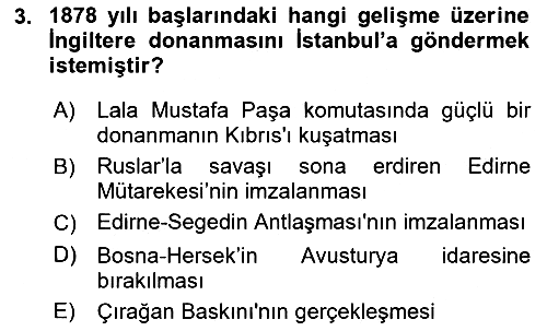 Osmanlı Tarihi (1876–1918) 2023-2024 Dönem Sonu Sınavı - 3. soru