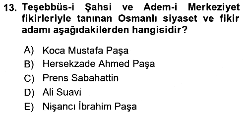 Osmanlı Tarihi (1876–1918) 2023-2024 Dönem Sonu Sınavı - 13. soru