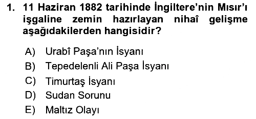 Osmanlı Tarihi (1876–1918) 2024-2025 Dönem Sonu Sınavı - 1. soru