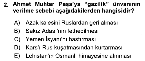 Osmanlı Tarihi (1876–1918) 2024-2025 Dönem Sonu Sınavı - 2. soru
