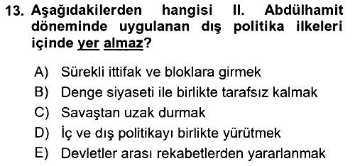 Osmanlı Tarihi (1876–1918) 2022-2023 Yaz Okulu Sınavı - 13. soru