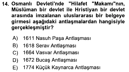 Osmanlı Tarihi (1876–1918) 2022-2023 Yaz Okulu Sınavı - 14. soru