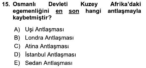Osmanlı Tarihi (1876–1918) 2023-2024 Yaz Okulu Sınavı - 15. soru