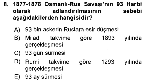 Osmanlı Tarihi (1876–1918) 2024-2025 Yaz Okulu Sınavı - 8. soru