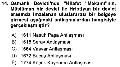 Osmanlı Tarihi (1876–1918) 2024-2025 Yaz Okulu Sınavı - 14. soru