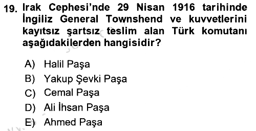 Osmanlı Tarihi (1876–1918) 2024-2025 Yaz Okulu Sınavı - 19. soru
