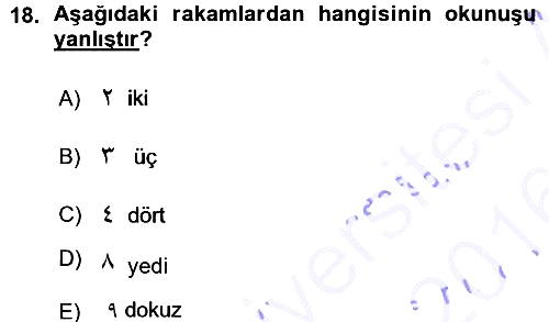 Osmanlı Türkçesi 1 2015-2016 Ara Sınav - 18. soru