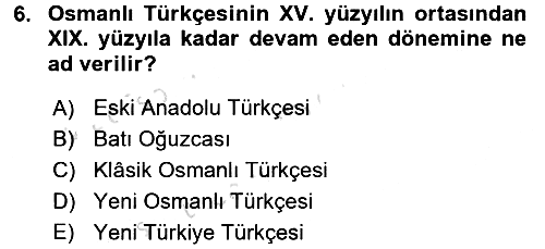 Osmanlı Türkçesi 1 2017-2018 Ara Sınav - 6. soru