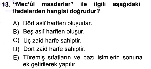 Osmanlı Türkçesi 1 2012-2013 Dönem Sonu Sınavı - 13. soru