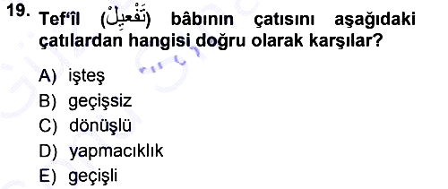 Osmanlı Türkçesi 1 2012-2013 Dönem Sonu Sınavı - 19. soru