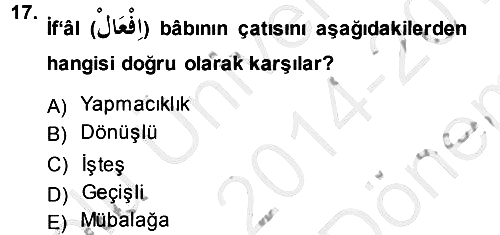 Osmanlı Türkçesi 1 2014-2015 Dönem Sonu Sınavı - 17. soru