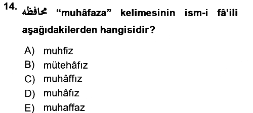 Osmanlı Türkçesi 1 2016-2017 Dönem Sonu Sınavı - 14. soru