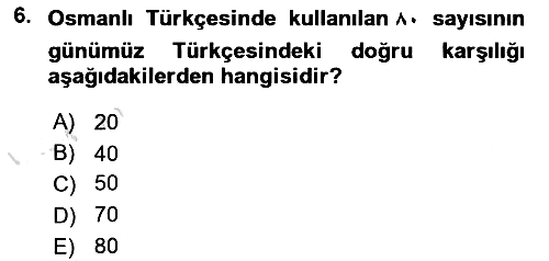 Osmanlı Türkçesi 1 2021-2022 Dönem Sonu Sınavı - 6. soru