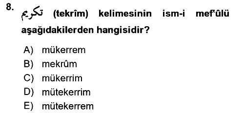 Osmanlı Türkçesi 1 2023-2024 Yaz Okulu Sınavı - 8. soru
