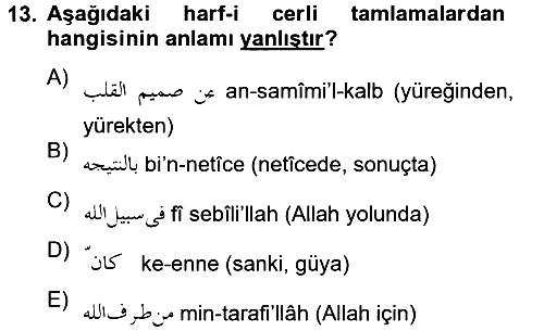 Osmanlı Türkçesi 2 2012-2013 Ara Sınav - 13. soru