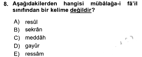 Osmanlı Türkçesi 2 2016-2017 Ara Sınav - 8. soru
