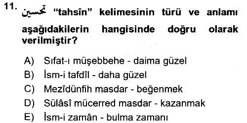Osmanlı Türkçesi 2 2017-2018 Ara Sınav - 11. soru