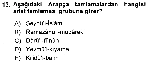 Osmanlı Türkçesi 2 2023-2024 Ara Sınav - 13. soru