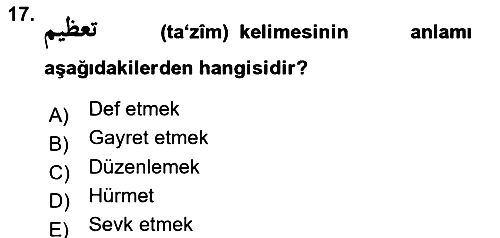 Osmanlı Türkçesi 2 2024-2025 Ara Sınav - 17. soru
