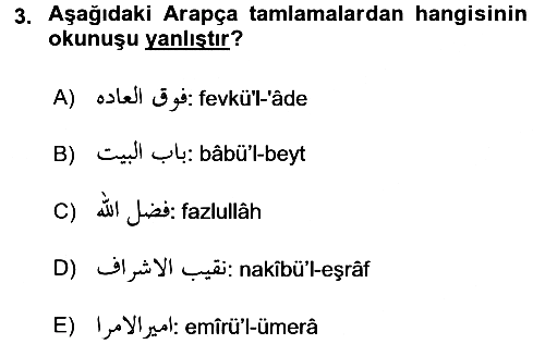 Osmanlı Türkçesi 2 2015-2016 Dönem Sonu Sınavı - 3. soru