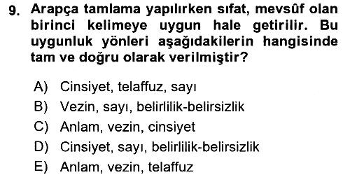 Osmanlı Türkçesi 2 2016-2017 Dönem Sonu Sınavı - 9. soru