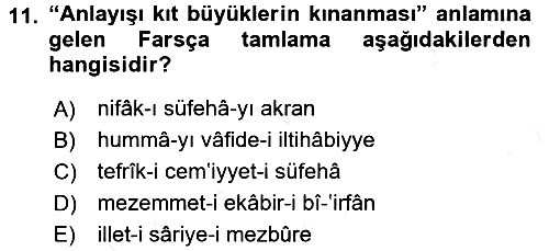 Osmanlı Türkçesi 2 2017-2018 Dönem Sonu Sınavı - 11. soru